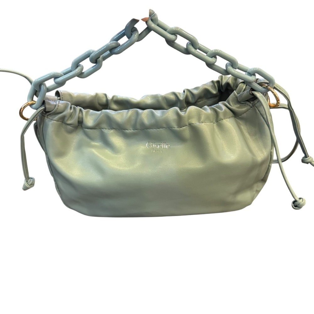Giselle Paris Chic Spruce Y2K Faux Leather Lucite Handle Crossbody Shoulder Bag